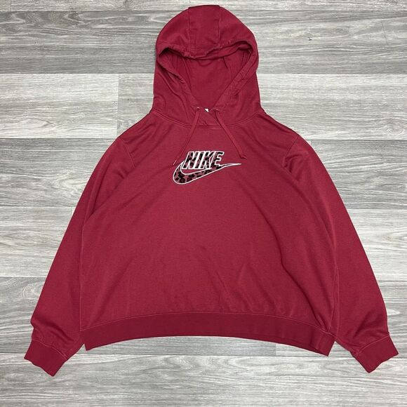 Nike Hoodie Women Extra Large Red Pink Baggy Leopard‎ Cheetah Jaguar Oversized - Picture 1 of 10